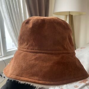 Reversible Brown Suede Bucket Hat